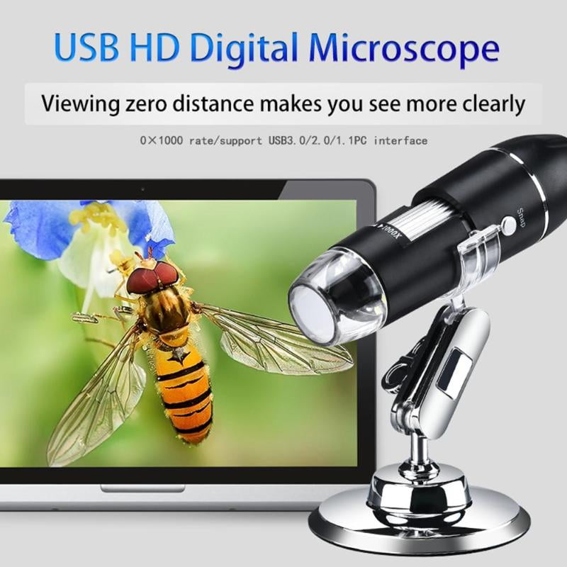 WiFi Microscope 1600X 2MP HD USB Handheld Wireless WiFi Electronic Microscope Compatible with Windows/Android/iOS Devices Used for Industrial PCB Checking Jewelry Appraisal 