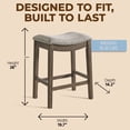 thumbnail image 4 of ROME + OAK Parker Backless Saddle Kitchen Counter Stool, Walnut, Grey Upholstery, Set of 3, 4 of 13