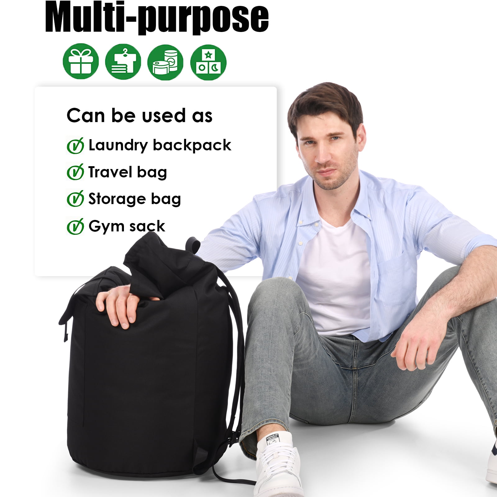 Laundry Backpack Bag, Bukere Extra Large 2 in 1 Laundry Hamper Basket for  College Students Dorm Esse…See more Laundry Backpack Bag, Bukere Extra  Large