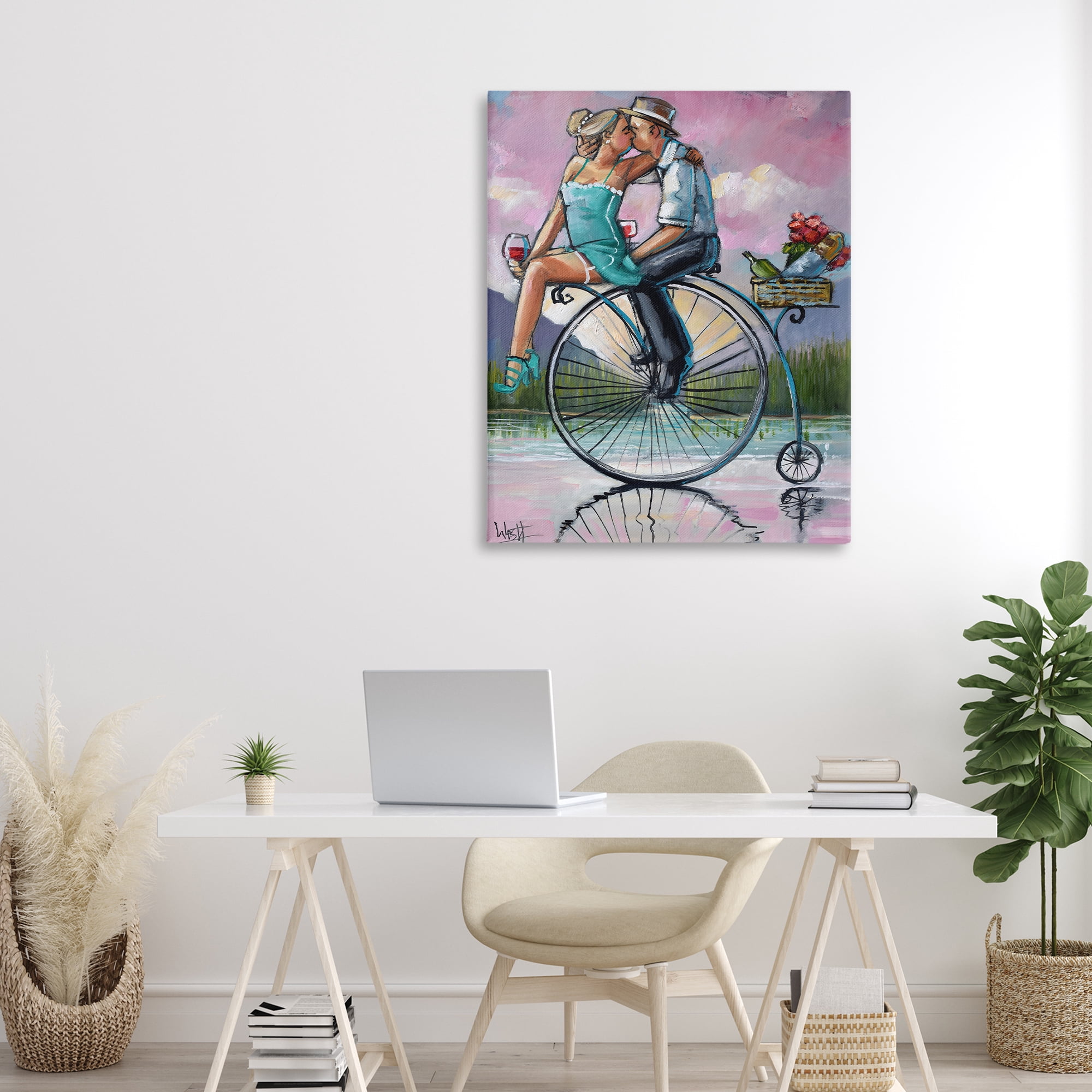 Stupell Industries Romantic Picnic on Bicycle Canvas Wall Art, design by Ronald West