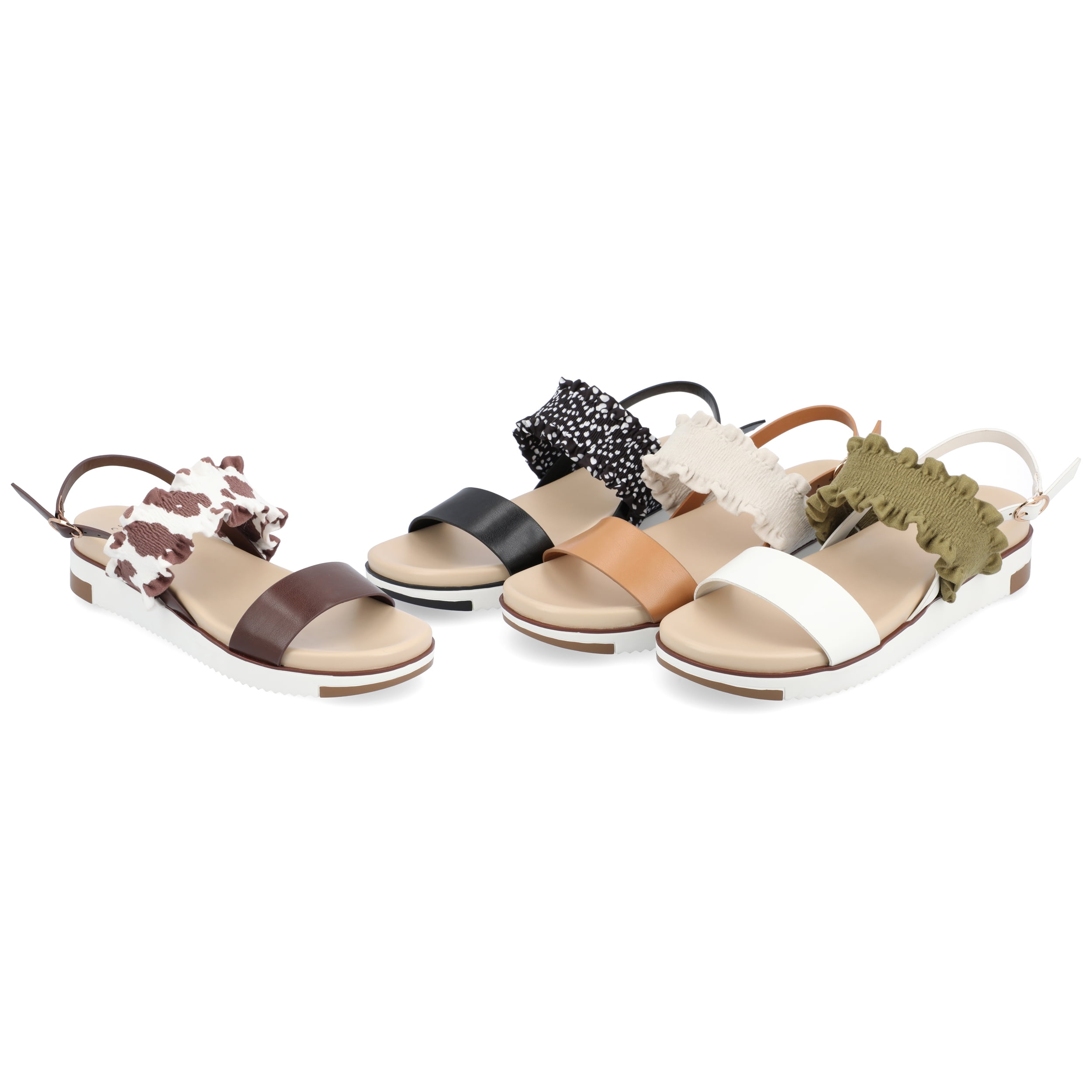 Journee Collection Womens Riya Faux Leather Slingback Flatform Sandals