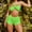 Green, variant on CALAFEBILA Women Bikini 2025 Seaside Vacation With Steel Push-up Solid Bra Water Skiing China Mother's Day Summer Split Show Waist Halter Swimwear for Ladies