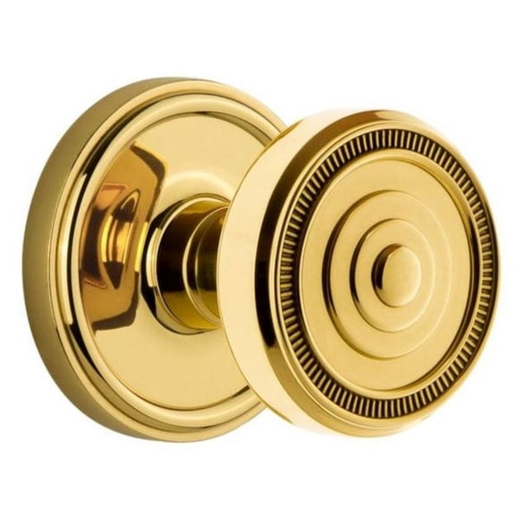 Grandeur Geosol_Prv_234 Georgetown Solid Brass Rose Privacy Knob Set - Brass