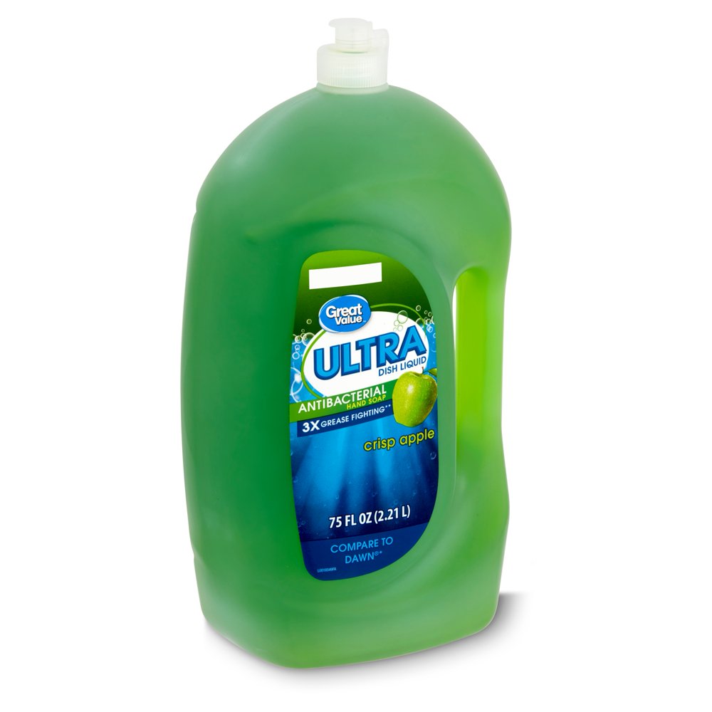 Great Value Ultra Dish Liquid Crisp Apple Antibacterial Hand Soap, 75