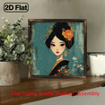thumbnail image 5 of Inspired Japanese Woodblock Print Canvas Wall Art Ready to Hang Framed Decor with Floral Kimono Woman Design, Earthy Tones Vibrant Orange Flowers for Bedroom., 5 of 9