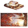 thumbnail image 2 of SKYSONIC 3 Pack Towel Beautiful Paris Eiffel Tower Seine River Fall Leaves Sunset Cotton Bath Towel Set (1 Bath Towel, 1 Hand Towel, 1 Washcloth) for Bathroom, Super Soft and Quick Dry Towels, 2 of 7