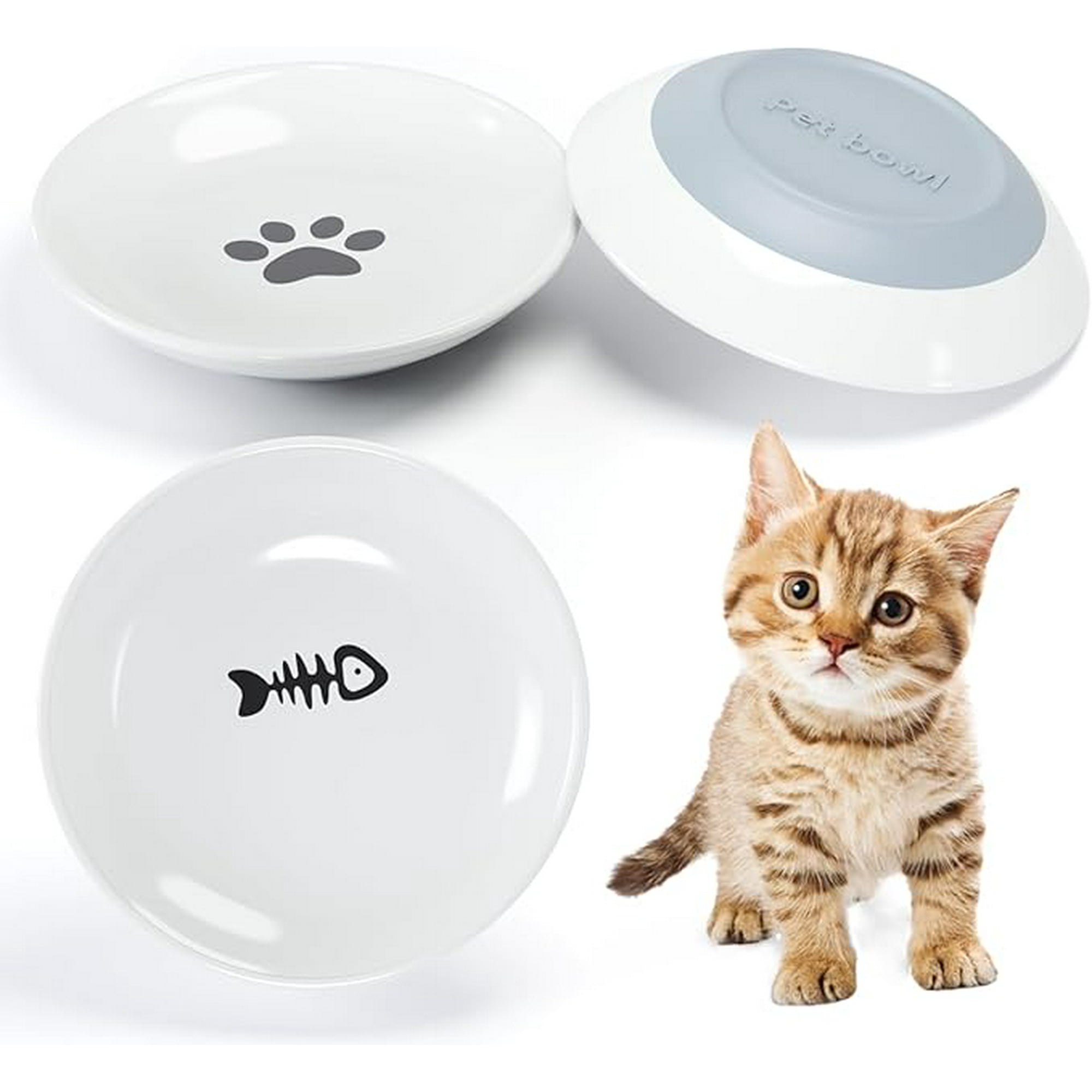 3 PCS Cat Food Bowls Diameter 5 inch Kitten Food Bowl Cat Food Bowls for Indoor Cats Anti Whisker Fatigue Cat Shallow Wide Non Slip Silicone Bottom Cat Dishes for Food and Water. Walmart