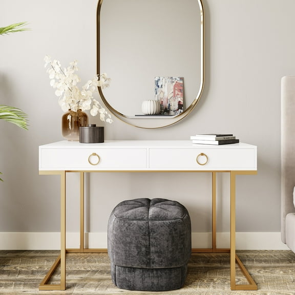 BELLEZE Vanity Table, Home Office Computer Desk - Chelsea (White)