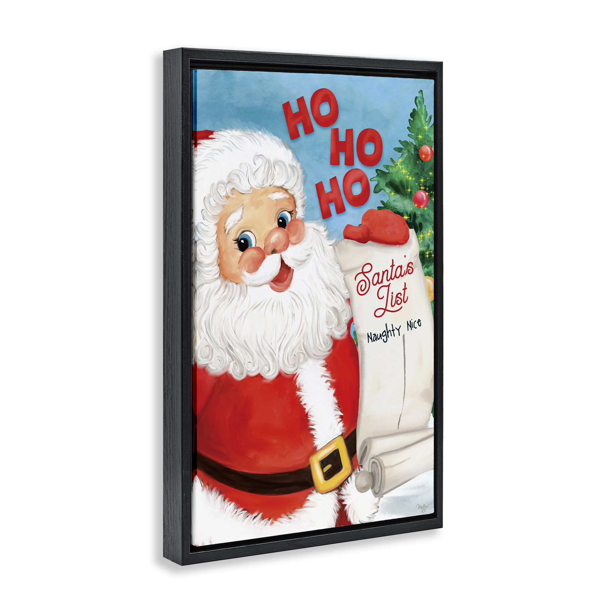 Stupell Industries Santa's Naughty Nice List Holiday Painting Black Floater Framed Art Print Wall Art, 17 x 25