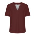 thumbnail image 4 of Blmnix Short Sleeve Fashion Womens Tops Red Basic V Neck Loose Solid T-Shirts Casual Blouses, 4 of 6