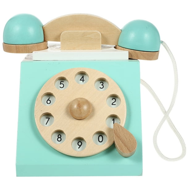 Teléfono de juguete de madera para niños, simulación de electrodomésticos.