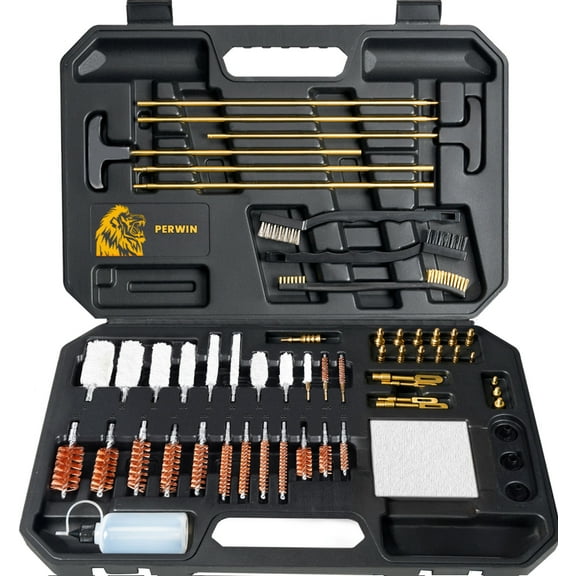 Universal Gun Cleaning Kit, Hunting Gun Accessories for All Caliber Pistols, Rifles, Handguns, and Shotguns, featuring a Carrying Case and Brass Rods