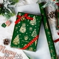 thumbnail image 4 of Christmas Tree Wrapping Paper, Green and Gold Gift Wrapping Paper, Gold Foil Christmas Tree Design Winter Holiday Gift Wrap Neutral for Gift Packaging, Festive Decoration (17 Inch X 33 Feet), 4 of 15