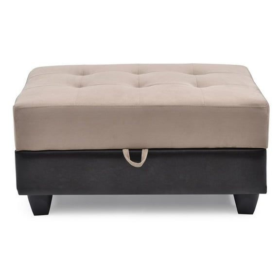 Passion Furniture Gallant Mocha and Black Microfiber Upholstered Storage Ottoman