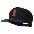thumbnail image 2 of Athletic Number 1 Embroidered Classic Two Tone Cap - Black Purple OSFM, 2 of 5