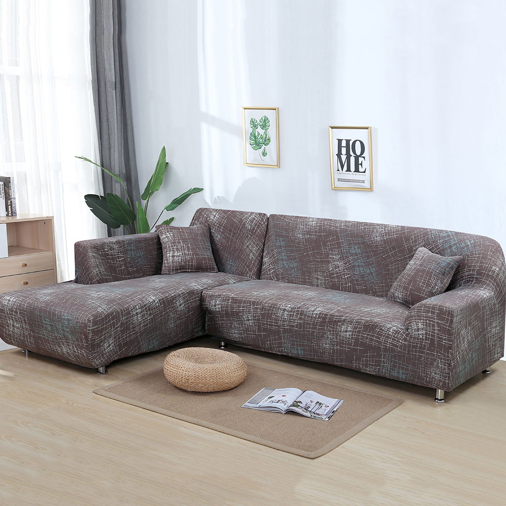 Sofa Covers for L Shape, 2pcs Polyester Fabric Stretch
