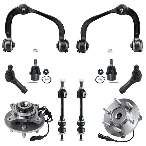 Detroit Axle - Front Wheel Hub Bearing Upper Control Arms w/Ball Joint Tie Rod Sway Bars Replacement for 2005-2008 Ford F-150 - [2006-2008 Lincoln Mark LT] - 4WD
