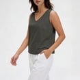thumbnail image 3 of ctdiral Womens V Neck Crop Tank Tops Summer Sleeveless Tanks Lightweight Loose Fit Tee Casual Comfy Tops Dark Gray XL, 3 of 8