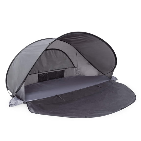 Picnic Time Manta Portable Beach Tent with Carry Bag and UPF 50  UV Protection, Gray with Black Accents