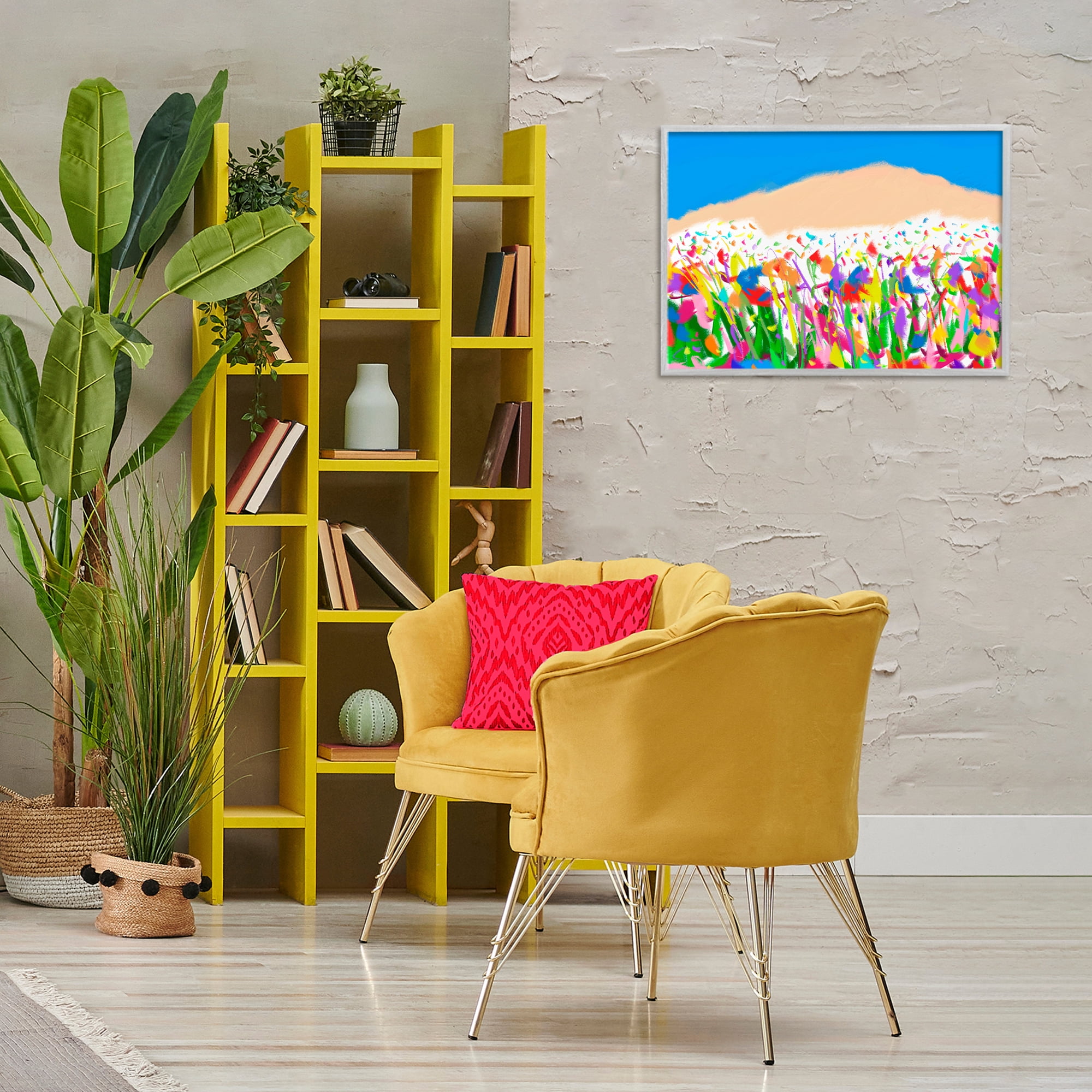 Stupell Industries Joyful Landscape Abstraction Landscape Painting Gray Framed Art Print Wall Art, 24 x 16