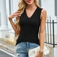 thumbnail image 4 of Women Tank Tops Summmer Sleeveless Tops Shirt Women's Casual Spring And Summer Leisure V-neck Solid Color Striped Pullover Top Beach Vacation Clothes for Women S-2XL, 4 of 9
