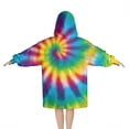 thumbnail image 2 of Rainbow Tie Dye Spiral Pattern Blanket Hoodies for Kids 6-13YR Oversize Wearable Blanket Hoodies for Boys Girls Teens, 2 of 7