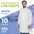 thumbnail image 2 of White Disposable Lab Coats, Microporous 60 GSM Snap Front, 10 Count, 3X-Large, 2 of 7