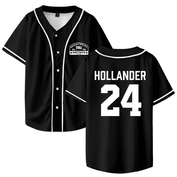 Heated Rivalry Hollander 24 Merch Baseball Jersey V-neck Unisex Short-sleeved Sweatshirt