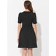 thumbnail image 3 of Elegante vestido de negocios para mujer, cuello de corazón, plisado, manga corta, vestido de tubo Negro XL, 3 of 5