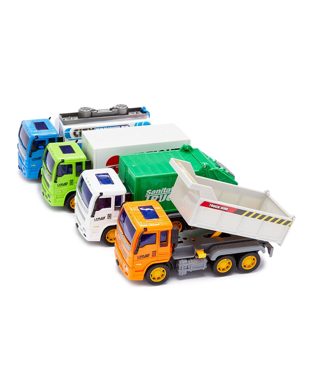 Friction Utility Vehicle Pack Includes Freight, Garbage, Water Tank