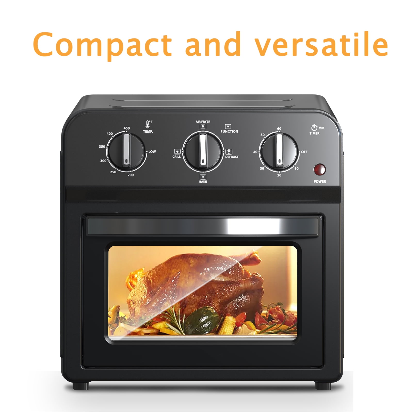 13QT Black 7-in-1 Air Fryer Oven – Adjustable Wind Speed, Low-Oil Crispy Meals for Family of 4