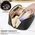thumbnail image 6 of Make Up Bag, Travel Cosmetic Bag for Women Large Capacity Toiletry Makeup Organizer Bags, Checkered PU Leather Waterproof Portable Cosmetic Bag with Compartments, 6 of 7