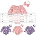 thumbnail image 4 of Staki Newborn Baby Girl Outfit Smocked Bubble Romper Ruffle Long Sleeve Bow Bodysuit Jumpsuit Clothes 0-18M,0-3 Months, 4 of 8