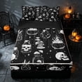 thumbnail image 2 of Homewish Halloween Gothic Skull Zipper Twin Comforter Sets with Fitted Sheet and 2 Pillowcases, Magical Mushroom Zipper Bedding Set, Black White, Black Reversible, 2 of 7