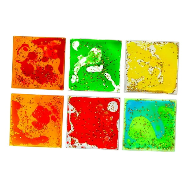 6 juguetes sensoriales de gel líquido suave, juguetes de movimiento líquido, juguetes calmantes de regalo, juguetes antiestrés Cuadrado