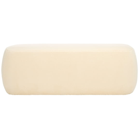 SAFAVIEH Whitley Modern Faux Shearling Ottoman, Cream