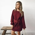 thumbnail image 2 of Women's Long Cocktail Party Belted Short Formal Dresses - Wine Red, 2 of 4