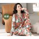 thumbnail image 2 of Pijama coreano de algodón puro para mujer, ropa de dormir de manga larga, talla grande, estampado, otoño e invierno, 4XL, 2 of 5