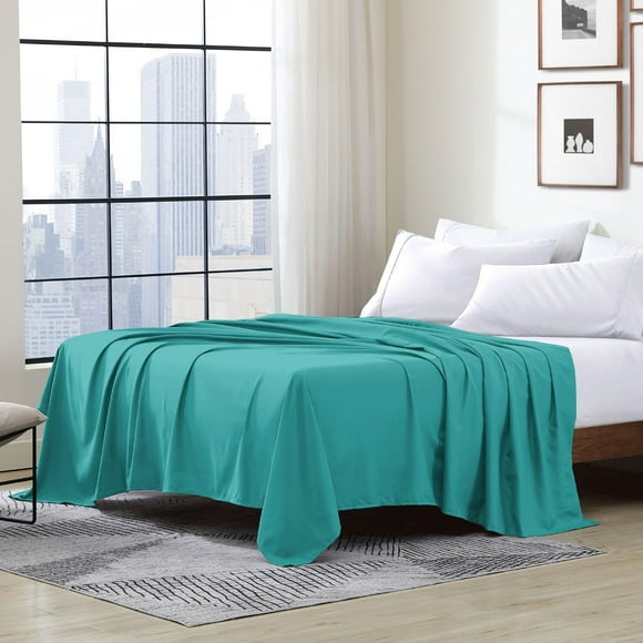 Cathay Home Hotel Luxury Wrinkle & Fade Resistant Double Brushed Ultra Soft Microfiber 1-Piece Single Flat Sheet - Larkspur Blue, King (102" x 105")