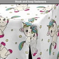 thumbnail image 4 of Unicorn Dog Crate Cover, Colorful Mythical Animals in Cartoon Style Rainbow Mane on Star Filled Background, Easy to Use Pet Kennel Cover for Dogs, 35" x 23" x 27", Multicolor, by Ambesonne, 4 of 6
