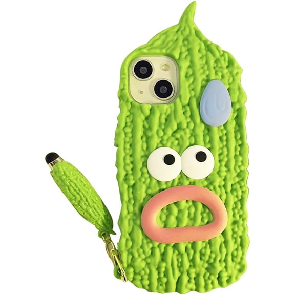 for iPhone 14 Pro Case, 3D Soft Silicon Funny and Silly Weird Bitter Gourd Stupid Face Phone Cases, Ugly Phone Case Swap Challenge Gifts with Friends