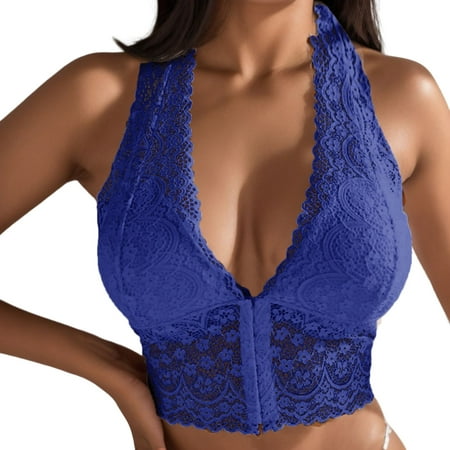 Lingerie Set Ladies Plus Size Daily Sleeveless Lace Underwear Bra Sexy Underwear for Women Blue L