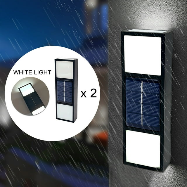 Solar Wall Mounted Garden Lights (2 Pack) Up/Down LED Illumination IP65 Waterproof for Porch, Pathway Outdoor Decor