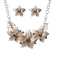 thumbnail image 1 of Elegant Flower Oil Drop Necklace and Earring Jewelry Set with Clavicle Chain for, 1 of 3