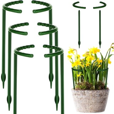 Dragonus Plant Support Stakes, Metal Garden Plant Stake, Green Half