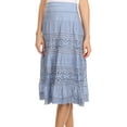 thumbnail image 4 of Sakkas Stephanie Crochet Lace Knee-Length Cotton Skirt with Fold-Over Waistband - Dusty Blue - Large, 4 of 4