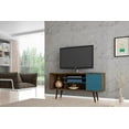 thumbnail image 2 of Liberty 53.14" Mid-Century Modern TV Stand with 5 Shelves and 1 Door with Solid Wood Legs, 2 of 6