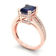 thumbnail image 2 of Solitaire with Accents Engagement Ring for Women - 2.45ct Simulated Blue Sapphire in 18K Rose Gold Promise Ring, 2 of 6