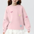 thumbnail image 4 of Cute Bows Sweatshirts for Girls Crewneck Baggy Pullover Bowknots Casual Fashion Solid Color Long Sleeve Tops (4-5 Years, Pink), 4 of 5