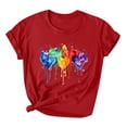 thumbnail image 1 of RKSTN Hauts pour Femmes LGBT Décontracté Coupe Ample Égalité Inspirante Hauts Été Mignon Cœur Imprimé Manches Courtes Col Rond Pride Shirt, 1 of 3